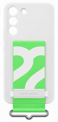 Samsung Silicone Cover with Strap S22, White