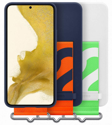 Samsung Silicone Cover with Strap S22, White
