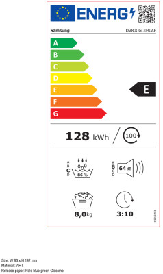 8 kg sušička DV80CGC0B0AELE Série DW5000C