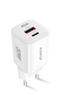 Aligator GaN DC adaptér PD 33W, USB-C + USB-A