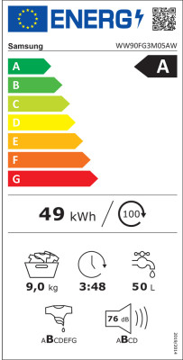 Parní pračka Samsung WW90FG3M05AWLF