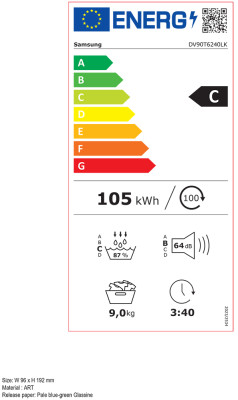 Sušička Samsung 9kg DV90T6240LK/S7 bílá