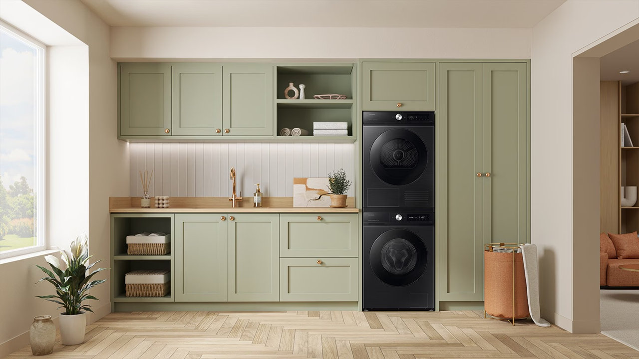 Chytrá parní pračka Samsung BESPOKE AI WW90DB7U94GEU4, bílá