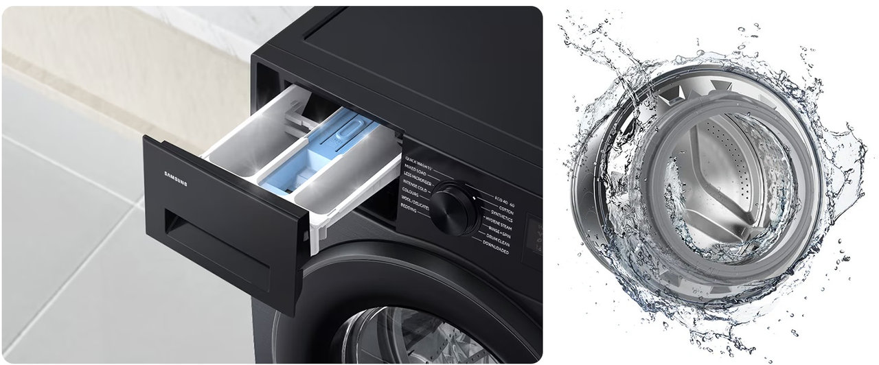 Chytrá parní pračka Samsung WW80CGC04DABLE, černá smartthings