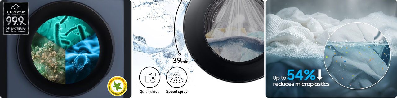 Chytrá pračka Samsung WW90DG6U85LBU4 s AI, 9 kg, černá, parní praní