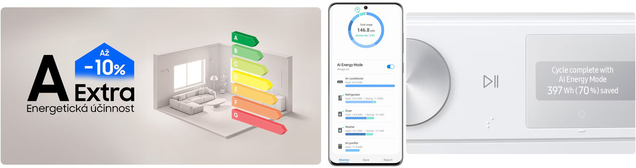 Chytrá pračka Samsung WW90DG6U85LBU4 s AI, 9 kg, černá, úsporné a tiché praní