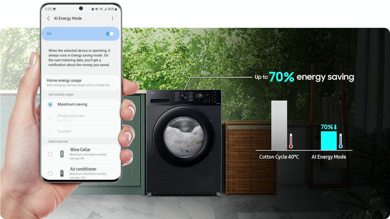 Chytrá pračka Samsung s AI WW90CGC04DAELE, 9 kg